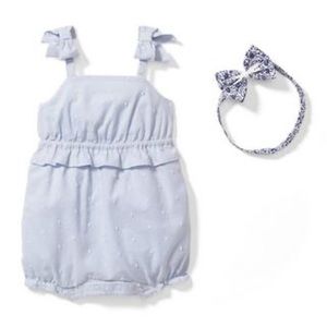 Janie and Jack Blue Breeze Romper Baby Girl 0-3M & 6-12M